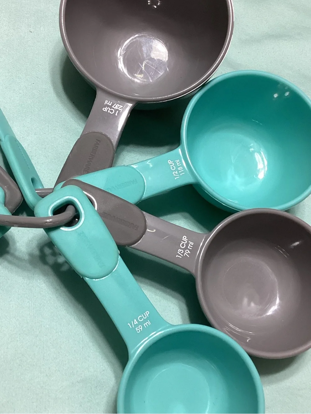 Farberwear Set of Gray & Blue Measuring Cups and Spoons